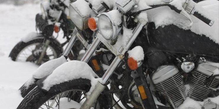 Harley Davidson Motorcycles Filled With Snow
