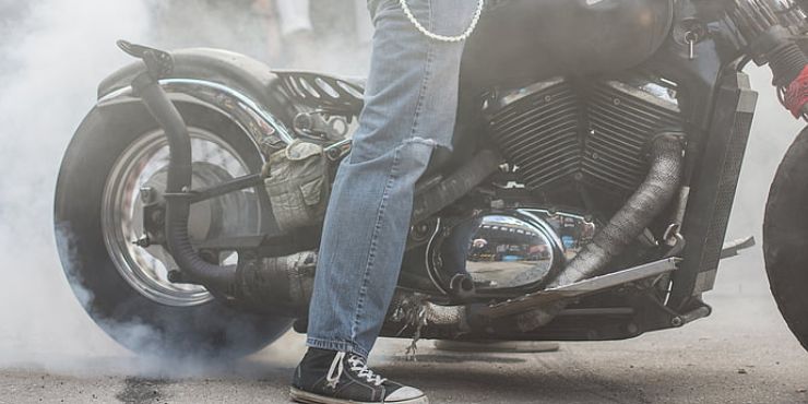 Man Trying To Burnout Harley