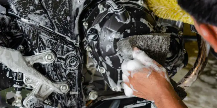 Person Washing A Motorcycle