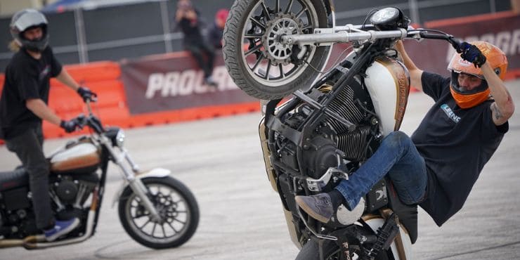 Harley Davidson Riders In Wheelie Competition