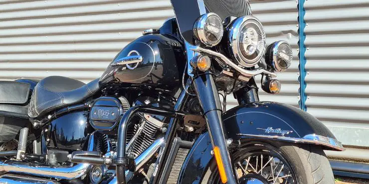 Front And Side View Focus Of Harley-Davidson Softail Bike