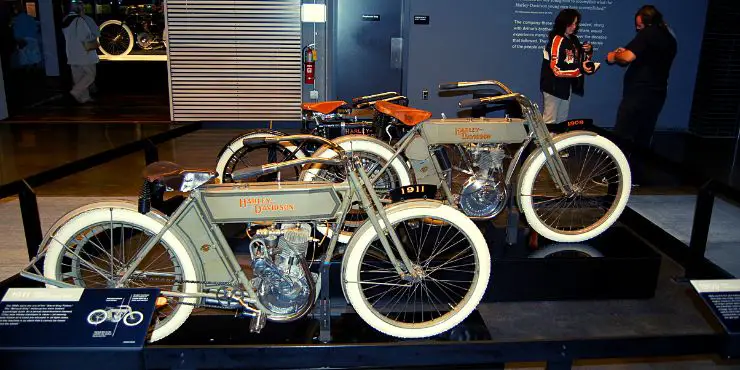 Old Harley-Davidson Bikes Displayed Inside A Museum