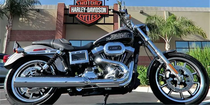 Harley-Davidson Softail Parked In Front Of A Harley-Davidson Store